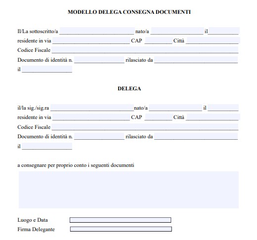 Modulo Delega Consegna Documenti Word e PDF