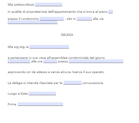 Modulo Delega Assemblea Condominiale Word e PDF