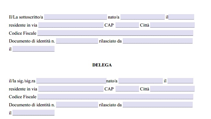 Delega Targa Prova Word e PDF - Modulo