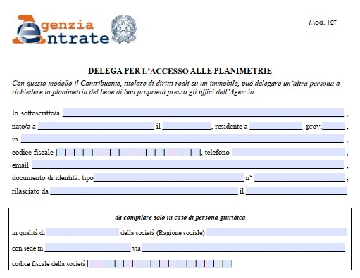 Modello Delega Accesso Planimetrie Catastali Word e PDF