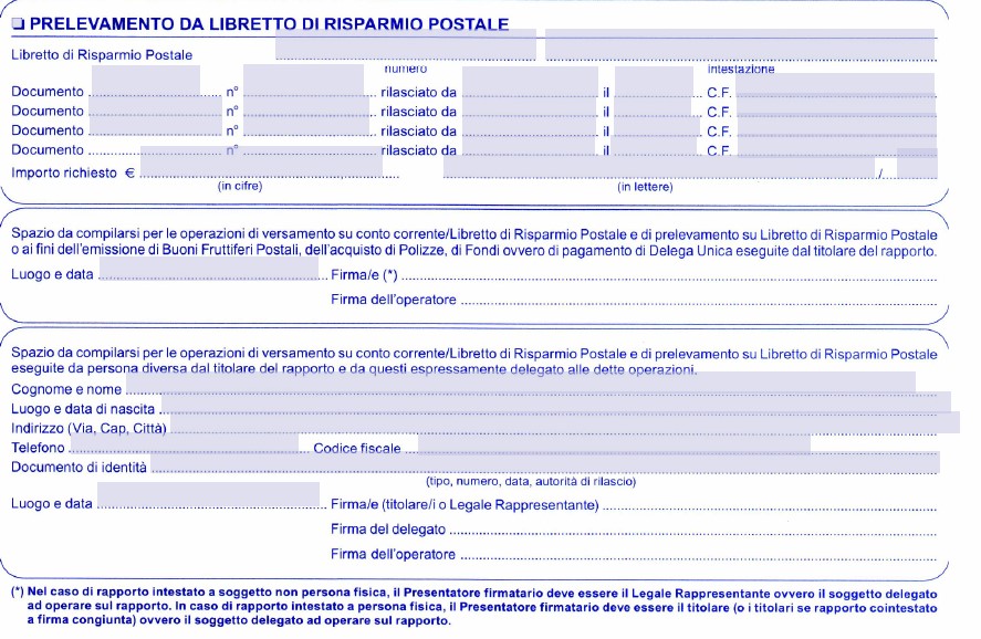 Modulo Delega per Ritiro Contante dal Libretto Postale Word e PDF