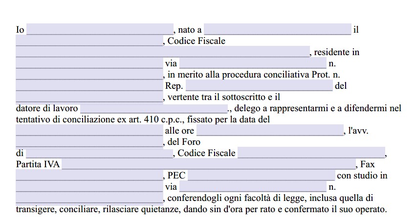 Fac Simile Delega per Conciliazione in Sede Sindacale Word e PDF