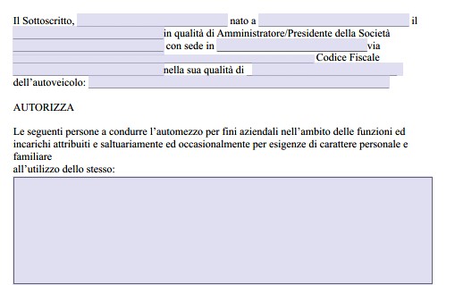 Modello Delega Utilizzo Auto Aziendale Word e PDF