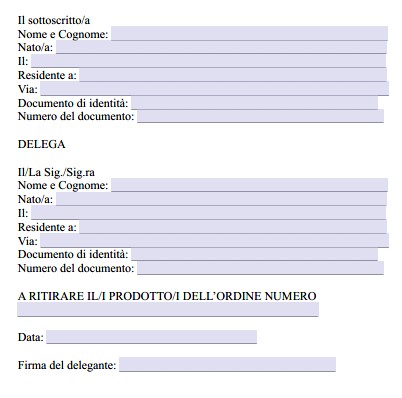 Modulo Delega Ritiro Leroy Merlin Word e PDF