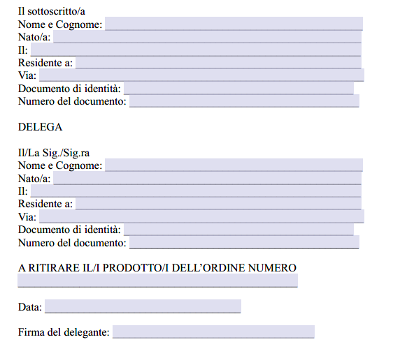 Modulo Delega Ritiro Cisalfa